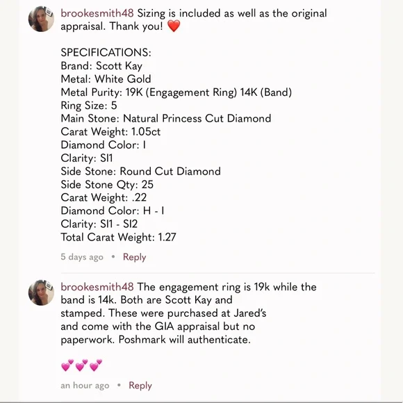 💕Scott Kay 1.05ct Princess Cut w/Band & Appraisal - Picture 12 of 13